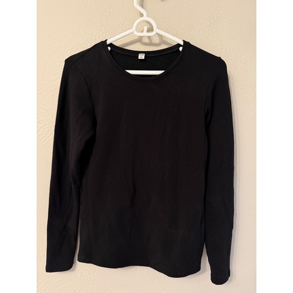 Uniqlo Heattech Ultra Warm Crew Neck Long Sleeve Thermal Top Black Womens M